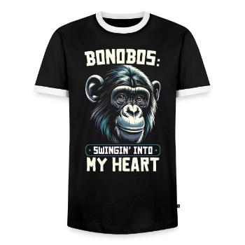 Espèce en voie de disparition, bonobo, militant des droits des animaux - T-shirt contrasté Homme - noir/blanc - Devant - AI Model Female 172 light (172cm) & AI Model Male 178 light (178cm)