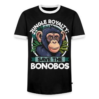 Espèce en voie de disparition, bonobo, militant des droits des animaux - T-shirt contrasté Homme - noir/blanc - Devant - AI Model Female 172 light (172cm) & AI Model Male 178 light (178cm)