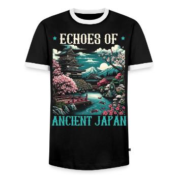 Feudal Japan Culture Japanese Kanji History - Men's Ringer Shirt - black/white - Front - AI Model Female 172 light (172cm) & AI Model Male 178 light (178cm)