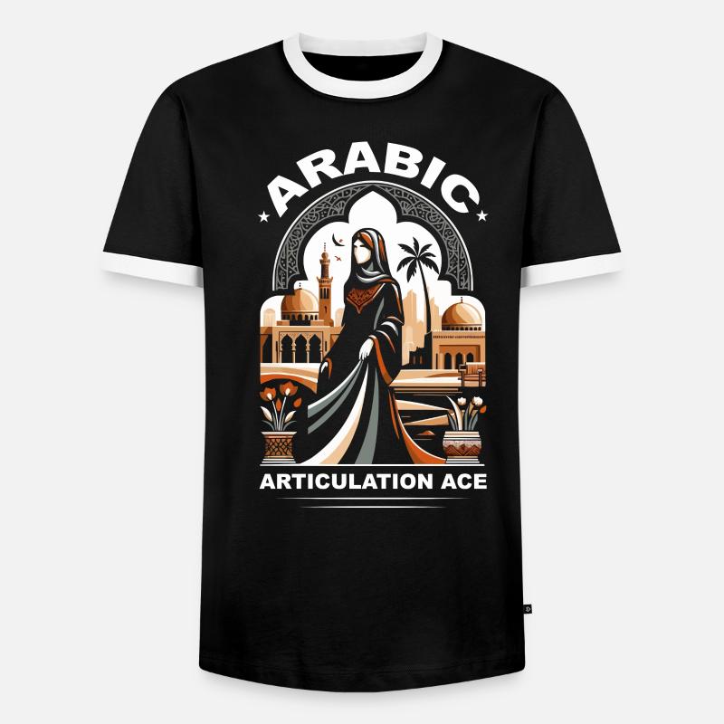 Beruf Arabischlehrer Arabisches Alphabet - Männer Kontrast-T-Shirt - Schwarz/Weiß