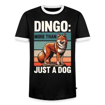 Dingo Dog Western Australia Australian Dingo Lover - Men's Ringer Shirt - black/white - Front - AI Model Female 172 light (172cm) & AI Model Male 178 light (178cm)
