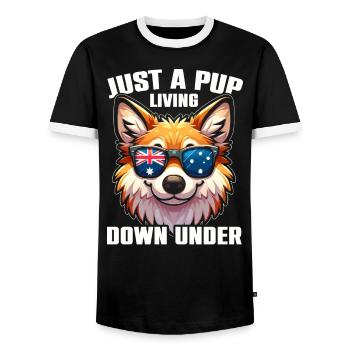 Dingo Dog Western Australia Australian Dingo Lover - Men's Ringer Shirt - black/white - Front - AI Model Female 172 light (172cm) & AI Model Male 178 light (178cm)