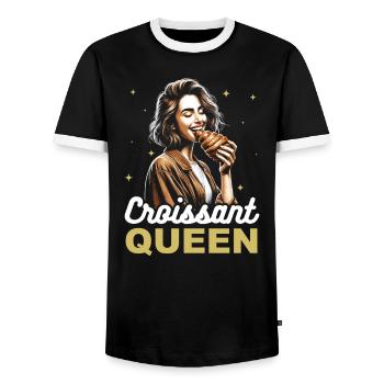 Croissant France Food Foodie Petit-déjeuner français - T-shirt contrasté Homme - noir/blanc - Devant - AI Model Female 172 light (172cm) & AI Model Male 178 light (178cm)