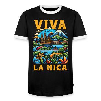 I Love Nicaragua Nicaraguan Flag Nicaraguan Pride - Men's Ringer Shirt - black/white - Front - AI Model Female 172 light (172cm) & AI Model Male 178 light (178cm)