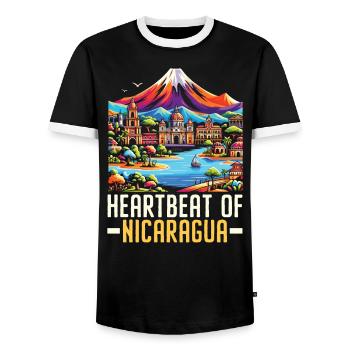 I Love Nicaragua Nicaraguan Flag Nicaraguan Pride - Men's Ringer Shirt - black/white - Front - AI Model Female 172 light (172cm) & AI Model Male 178 light (178cm)