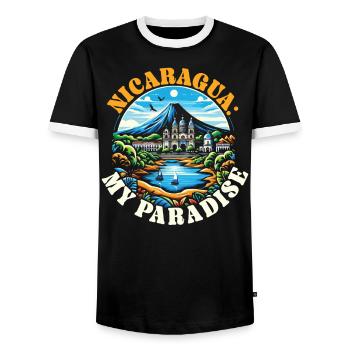 I Love Nicaragua Nicaraguan Flag Nicaraguan Pride - Men's Ringer Shirt - black/white - Front - AI Model Female 172 light (172cm) & AI Model Male 178 light (178cm)