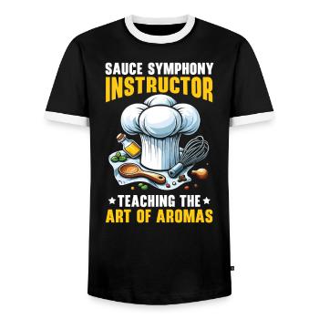 Arts culinaires Professeur Cuisine Chef cuisinier Cuisine - T-shirt contrasté Homme - noir/blanc - Devant - AI Model Female 172 light (172cm) & AI Model Male 178 light (178cm)