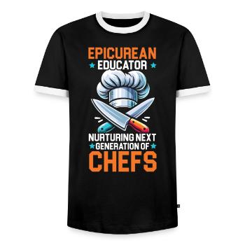 Arts culinaires Professeur Cuisine Chef cuisinier Cuisine - T-shirt contrasté Homme - noir/blanc - Devant - AI Model Female 172 light (172cm) & AI Model Male 178 light (178cm)