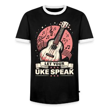 Ukulélé Professeur Instrument Ukulélé Joueur Uke - T-shirt contrasté Homme - noir/blanc - Devant - AI Model Female 172 light (172cm) & AI Model Male 178 light (178cm)