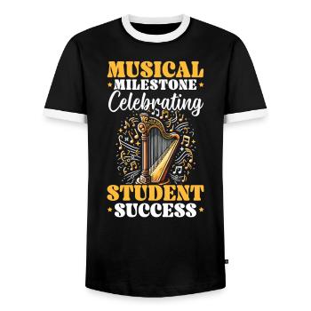 Harp Teacher Harpist Music Instrument Harp Player - Men's Ringer Shirt - black/white - Front - AI Model Female 172 light (172cm) & AI Model Male 178 light (178cm)
