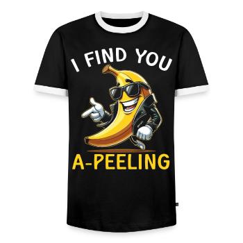Banana Lover Banana Eater Food Tropical Fruit - Men's Ringer Shirt - black/white - Front - AI Model Female 172 light (172cm) & AI Model Male 178 light (178cm)