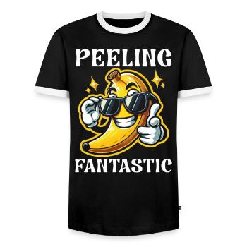 Banana Lover Banana Eater Food Tropical Fruit - Men's Ringer Shirt - black/white - Front - AI Model Female 172 light (172cm) & AI Model Male 178 light (178cm)