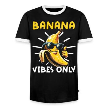 Banana Lover Banana Eater Food Tropical Fruit - Men's Ringer Shirt - black/white - Front - AI Model Female 172 light (172cm) & AI Model Male 178 light (178cm)