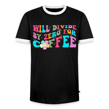 Will divide by zero for coffee Funny Math - Men's Ringer Shirt - black/white - Front - AI Model Female 172 light (172cm) & AI Model Male 178 light (178cm)