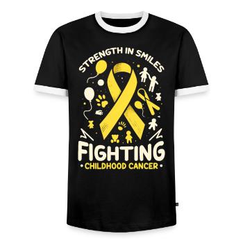 Aufklärung über Krebs im Kindesalter, Chemo, Krebs bekämpfen - Männer Kontrast-T-Shirt - Schwarz/Weiß - Vorne - AI Model Female 172 light (172cm) & AI Model Male 178 light (178cm)