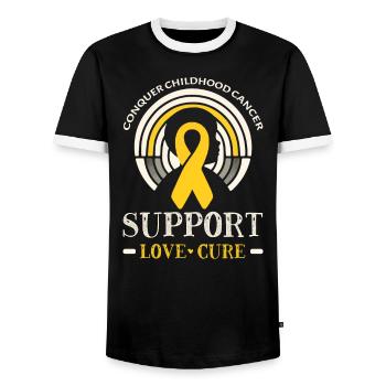 Childhood Cancer Awareness Chemo Fight Cancer - Men's Ringer Shirt - black/white - Front - AI Model Female 172 light (172cm) & AI Model Male 178 light (178cm)