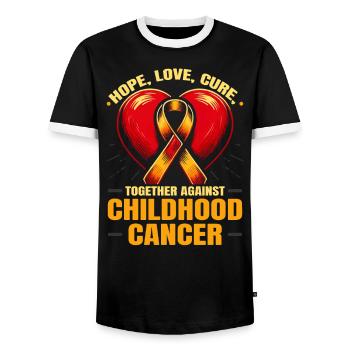 Aufklärung über Krebs im Kindesalter, Chemo, Krebs bekämpfen - Männer Kontrast-T-Shirt - Schwarz/Weiß - Vorne - AI Model Female 172 light (172cm) & AI Model Male 178 light (178cm)