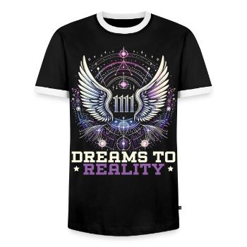 Angel Number Spiritual Guidance Numerology - Men's Ringer Shirt - black/white - Front - AI Model Female 172 light (172cm) & AI Model Male 178 light (178cm)