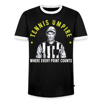 Tennis Umpire Ref Sports Game Official Referee - Men's Ringer Shirt - black/white - Front - AI Model Female 172 light (172cm) & AI Model Male 178 light (178cm)