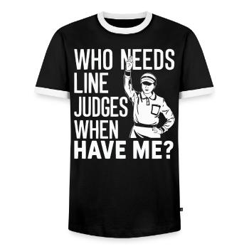 Tennis Umpire Ref Sports Game Official Referee - Men's Ringer Shirt - black/white - Front - AI Model Female 172 light (172cm) & AI Model Male 178 light (178cm)
