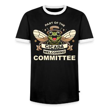Cicada Invasion Insect Brood Cicada Survivor - Men's Ringer Shirt - black/white - Front - AI Model Female 172 light (172cm) & AI Model Male 178 light (178cm)