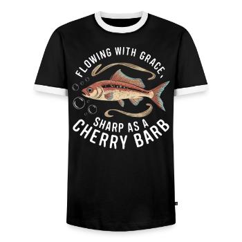 Poisson barbelé cerisier Poisson d'aquarium d'eau douce Aquariste - T-shirt contrasté Homme - noir/blanc - Devant - AI Model Female 172 light (172cm) & AI Model Male 178 light (178cm)