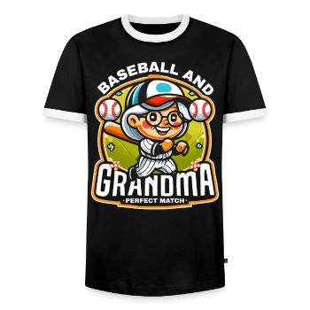 Baseball Grand-mère Grand-mère Journée des grands-parents - T-shirt contrasté Homme - noir/blanc - Devant - AI Model Female 172 light (172cm) & AI Model Male 178 light (178cm)