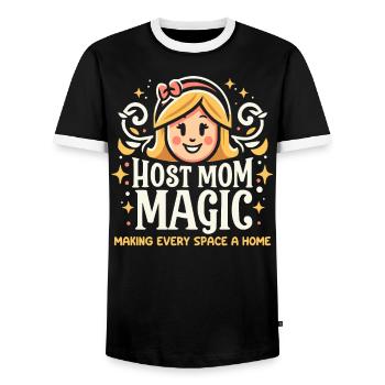 Mère d’accueil Étudiant d’échange Famille d’accueil Parent d’accueil - T-shirt contrasté Homme - noir/blanc - Devant - AI Model Female 172 light (172cm) & AI Model Male 178 light (178cm)
