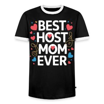 Mère d’accueil Étudiant d’échange Famille d’accueil Parent d’accueil - T-shirt contrasté Homme - noir/blanc - Devant - AI Model Female 172 light (172cm) & AI Model Male 178 light (178cm)