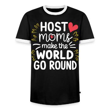 Mère d’accueil Étudiant d’échange Famille d’accueil Parent d’accueil - T-shirt contrasté Homme - noir/blanc - Devant - AI Model Female 172 light (172cm) & AI Model Male 178 light (178cm)