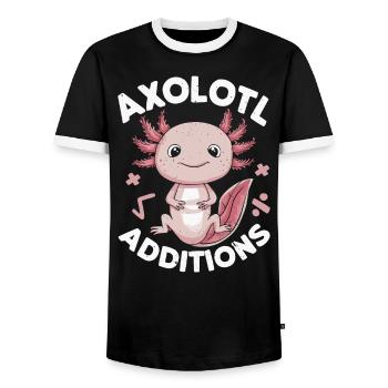 Axolotl Math Teacher Mexican Salamander Amphibian - Men's Ringer Shirt - black/white - Front - AI Model Female 172 light (172cm) & AI Model Male 178 light (178cm)