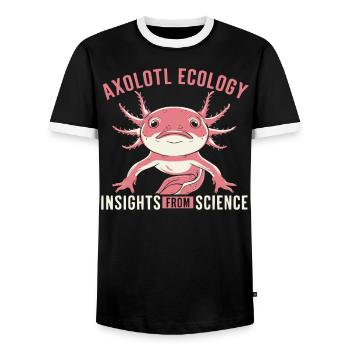Axolotl Science Teacher Mexican Salamander - Men's Ringer Shirt - black/white - Front - AI Model Female 172 light (172cm) & AI Model Male 178 light (178cm)