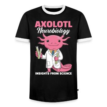 Axolotl Science Teacher Mexican Salamander - Men's Ringer Shirt - black/white - Front - AI Model Female 172 light (172cm) & AI Model Male 178 light (178cm)