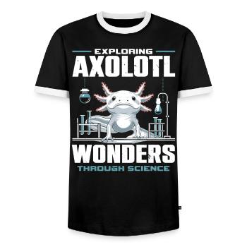 Axolotl Science Teacher Mexican Salamander - Men's Ringer Shirt - black/white - Front - AI Model Female 172 light (172cm) & AI Model Male 178 light (178cm)