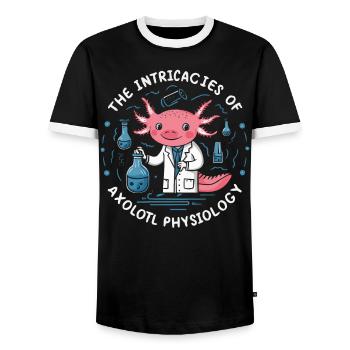 Axolotl Lehrer für Naturwissenschaften Mexikanischer Salamander - Männer Kontrast-T-Shirt - Schwarz/Weiß - Vorne - AI Model Female 172 light (172cm) & AI Model Male 178 light (178cm)