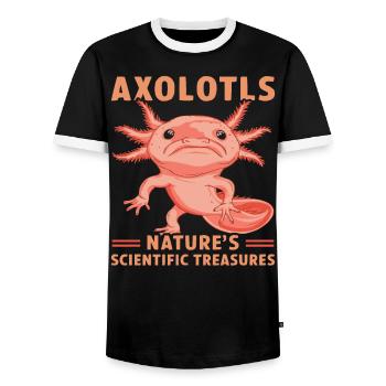 Axolotl Science Teacher Mexican Salamander - Men's Ringer Shirt - black/white - Front - AI Model Female 172 light (172cm) & AI Model Male 178 light (178cm)