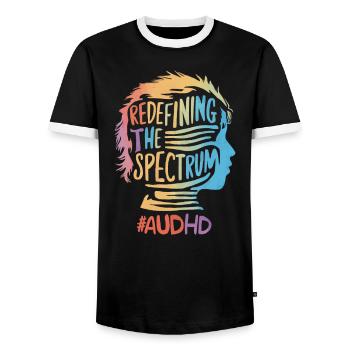 AuDHD Autismus ADHS Autistisches Spektrum Neurodiversität - Männer Kontrast-T-Shirt - Schwarz/Weiß - Vorne - AI Model Female 172 light (172cm) & AI Model Male 178 light (178cm)
