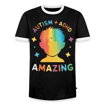 AuDHD Autismus ADHS Autistisches Spektrum Neurodiversität - Männer Kontrast-T-Shirt - Schwarz/Weiß - Vorne - AI Model Female 172 light (172cm) & AI Model Male 178 light (178cm)