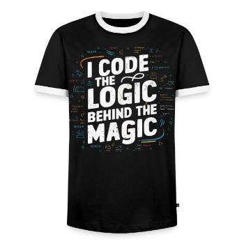 Backend Developer Programming Software Programmer - Men's Ringer Shirt - black/white - Front - AI Model Female 172 light (172cm) & AI Model Male 178 light (178cm)