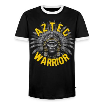 Aztec Warrior Indigenous Mexican Aztec Jaguar - Men's Ringer Shirt - black/white - Front - AI Model Female 172 light (172cm) & AI Model Male 178 light (178cm)