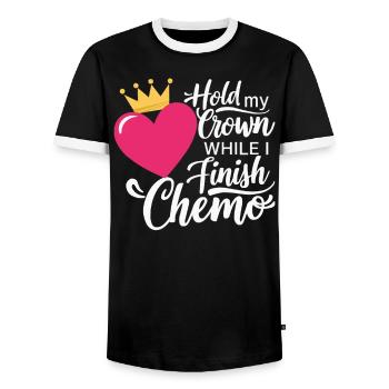Mois de la sensibilisation au cancer du sein Pink Ribbon Chemo - T-shirt contrasté Homme - noir/blanc - Devant - AI Model Female 172 light (172cm) & AI Model Male 178 light (178cm)