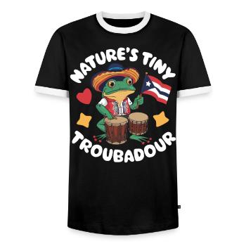 Coqui Frog Puerto Rico Pride Boricua Puerto Rican - Men's Ringer Shirt - black/white - Front - AI Model Female 172 light (172cm) & AI Model Male 178 light (178cm)