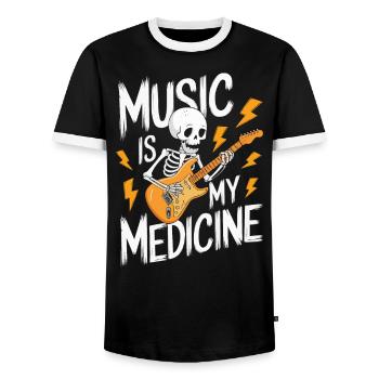Squelette Guitariste Joueur Bones Guitariste Musicien - T-shirt contrasté Homme - noir/blanc - Devant - AI Model Female 172 light (172cm) & AI Model Male 178 light (178cm)