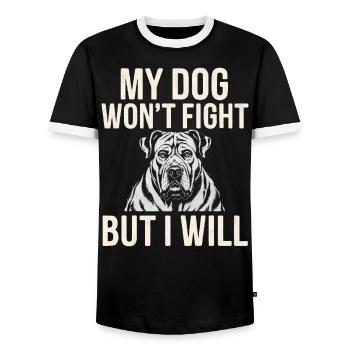 Anti Humain Pro Chien Amoureux Propriétaire Chiot Chiot Doggy - T-shirt contrasté Homme - noir/blanc - Devant - AI Model Female 172 light (172cm) & AI Model Male 178 light (178cm)