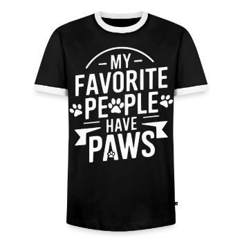 Anti Humain Pro Chien Amoureux Propriétaire Chiot Chiot Doggy - T-shirt contrasté Homme - noir/blanc - Devant - AI Model Female 172 light (172cm) & AI Model Male 178 light (178cm)