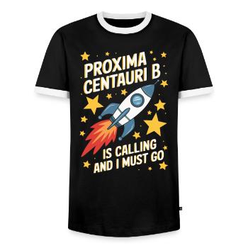 Exoplanète Univers Espace Astronome Astronomie - T-shirt contrasté Homme - noir/blanc - Devant - AI Model Female 172 light (172cm) & AI Model Male 178 light (178cm)