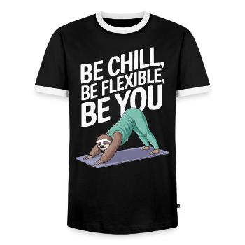 Lazy Sloth Yoga Zen Meditation Yoga Instructor - Men's Ringer Shirt - black/white - Front - AI Model Female 172 light (172cm) & AI Model Male 178 light (178cm)