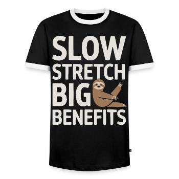 Lazy Sloth Yoga Zen Meditation Yoga Instructor - Men's Ringer Shirt - black/white - Front - AI Model Female 172 light (172cm) & AI Model Male 178 light (178cm)