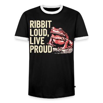 Tomato Frog Lover Animal Amphibian Froggy Toad - Men's Ringer Shirt - black/white - Front - AI Model Female 172 light (172cm) & AI Model Male 178 light (178cm)