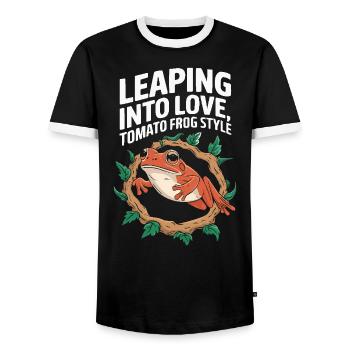 Tomato Frog Lover Animal Amphibian Froggy Toad - Men's Ringer Shirt - black/white - Front - AI Model Female 172 light (172cm) & AI Model Male 178 light (178cm)